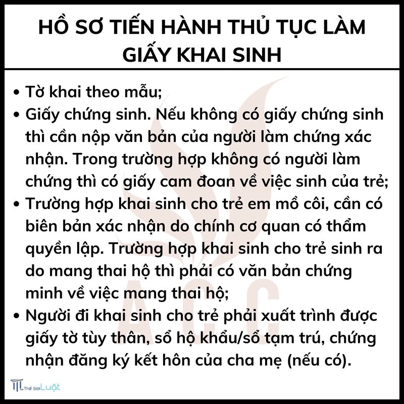 Khai sinh cho con cần giấy tờ gì - Khai sinh cho con cần giấy tờ gì khi không có giấy chứng sinh