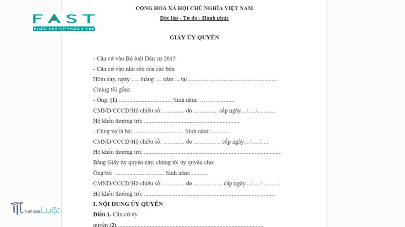Mẫu giấy ủy quyền - Các trường hợp thường dùng