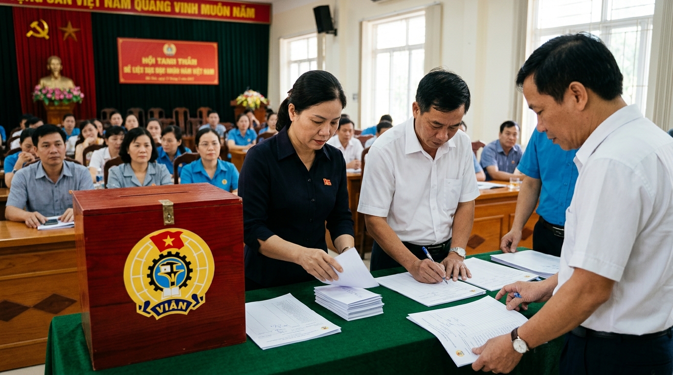 BIÊN BẢN KIỂM PHIẾU BẦU BAN CHẤP HÀNH CÔNG ĐOÀN LÂM THỜI